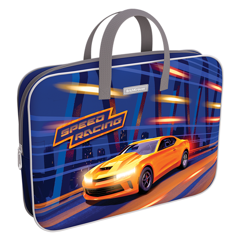 

Папка текстильная на молнии ErichKrause Sport Car 59922 с ручками, A4+, Разноцветный