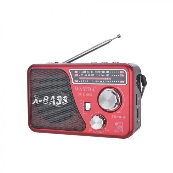 Радиоприёмник WAXIBA XB-521URT X-BASS/ USB-флэшка / Фонарик / Аккумулятор 18650/ AM,FM,SW/