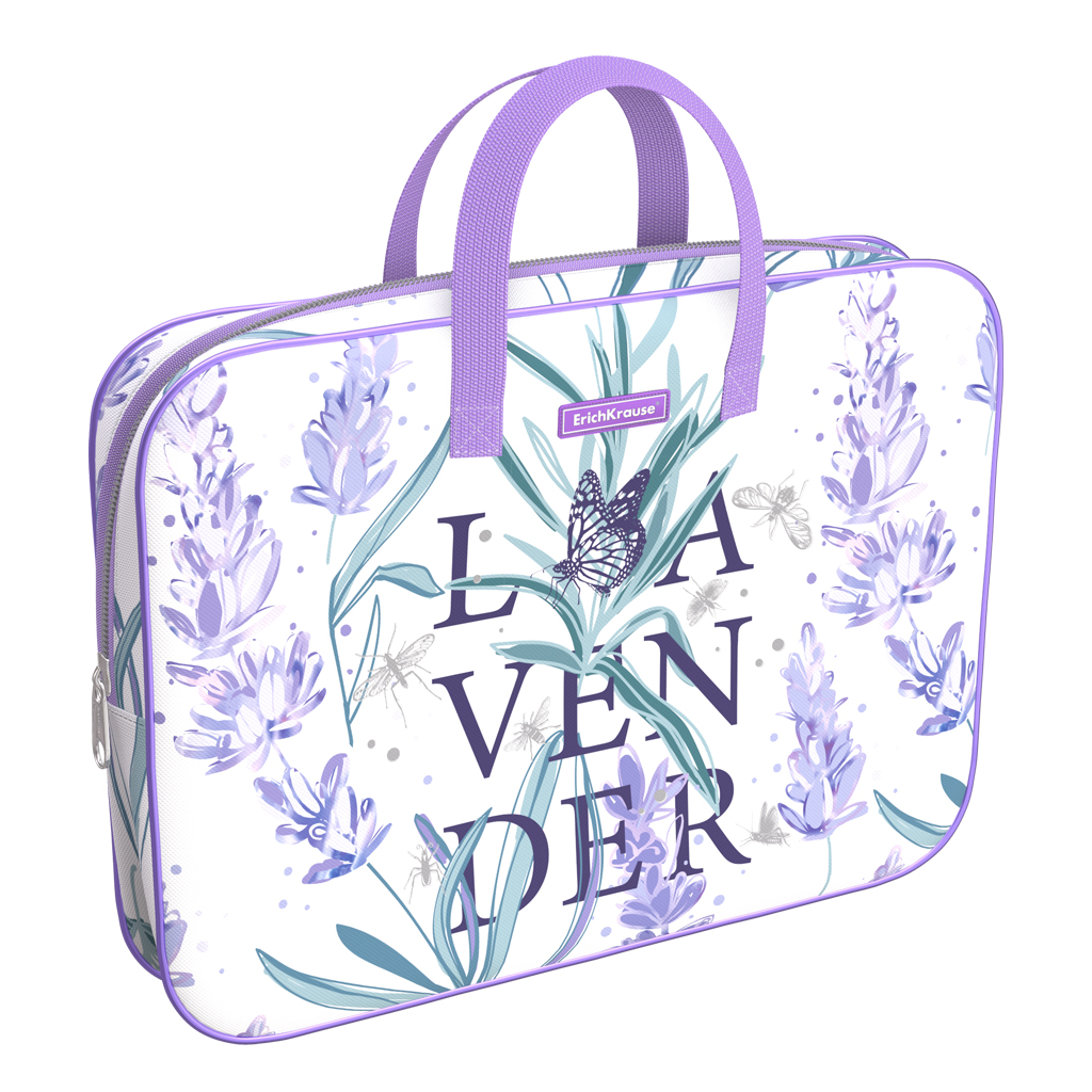 

Папка текстильная на молнии ErichKrause с ручками Lavender, A4+ 56973, Белый