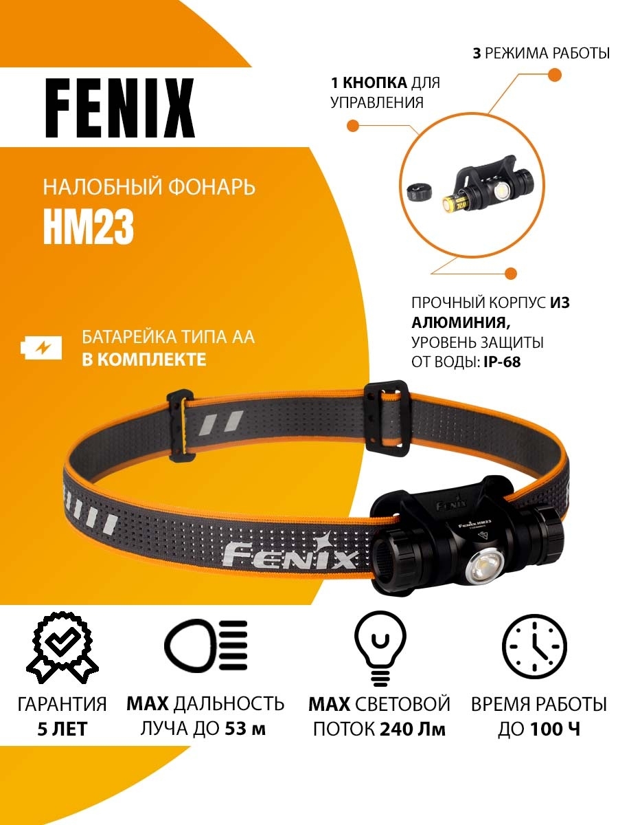 

Налобный фонарь Fenix HM23SE Cree LED Limited Edition, длинна луча 53, до100 ч. от батареи, Черный, HM23SE