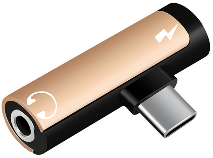 

Переходник GSMIN RT-34 Type-C - Mini Jack 3.5мм - Type-C Rose Gold
