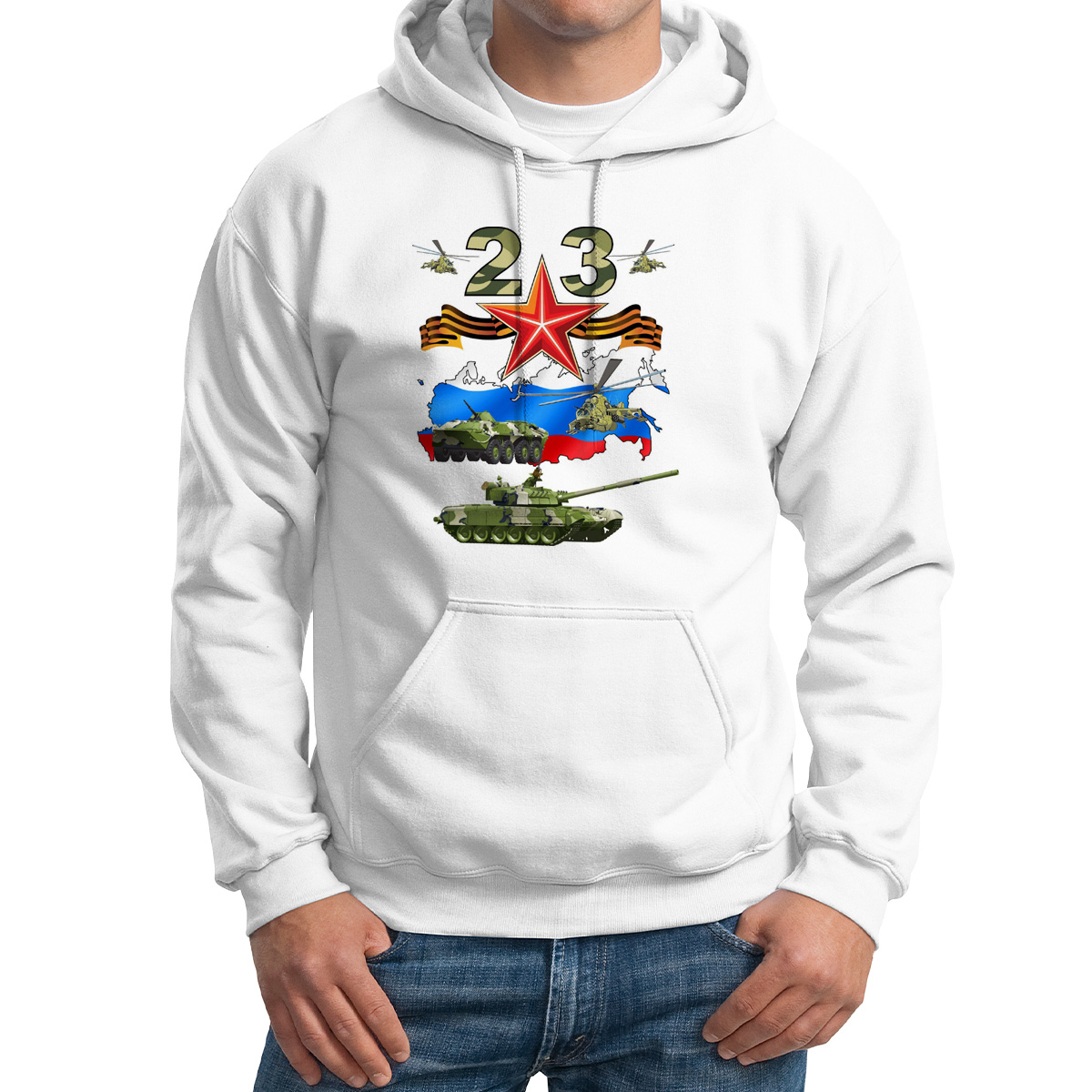 

Худи унисекс CoolPodarok с 23 февраля белое 48 RU, M0113332