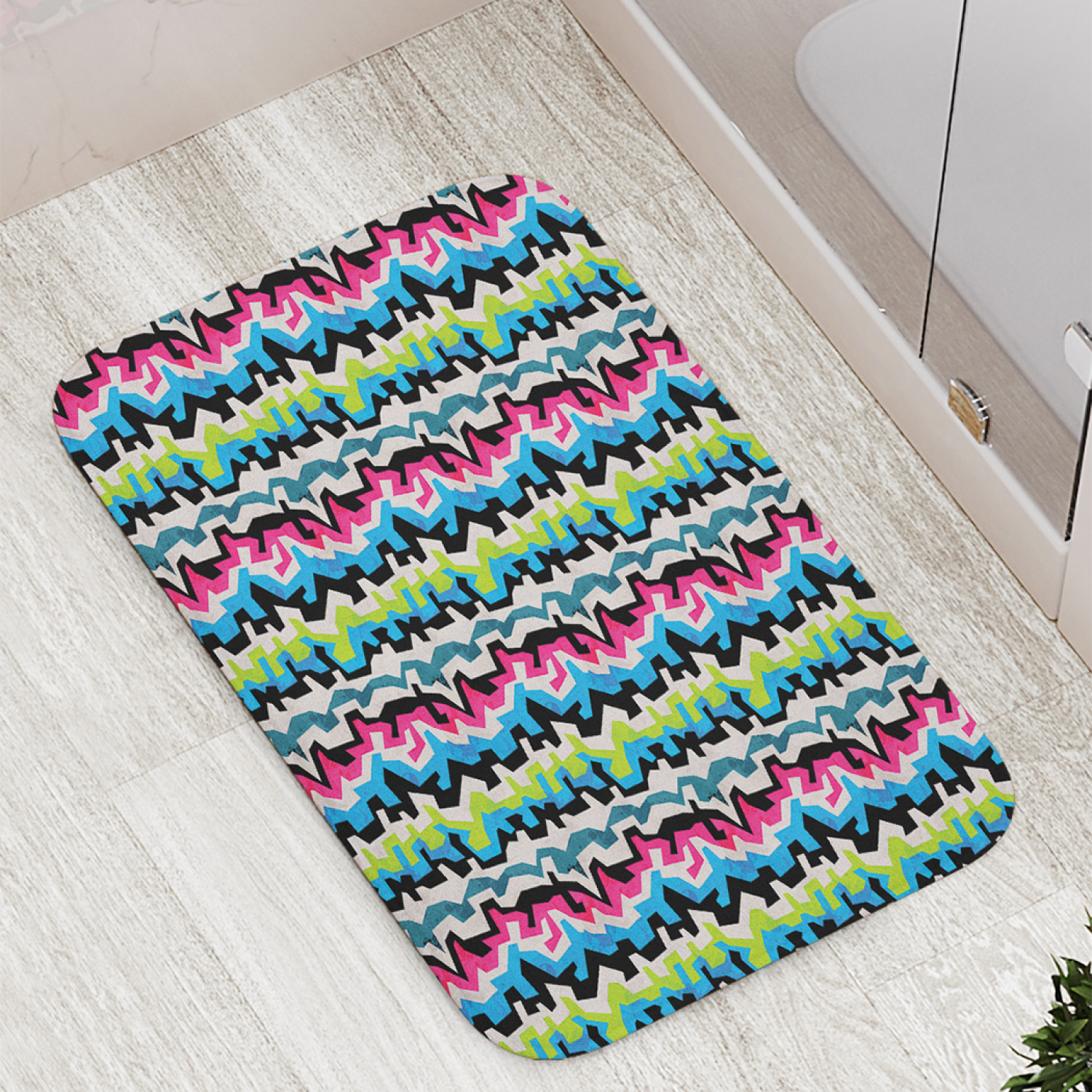 

Коврик противоскользящий JoyArty "Цветные кривые линии" для ванной, сауны,бассейна,77х52см, Цветные кривые линии