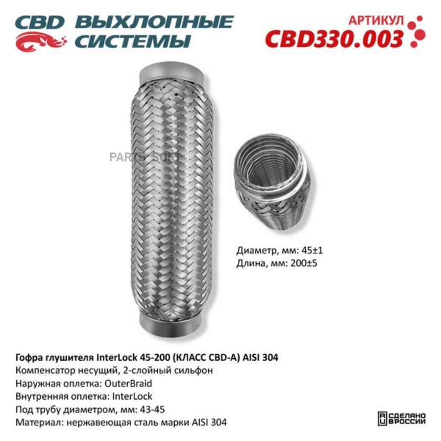

Гофра глушителя InterLock 45-200 (КЛАСС CBD-A) AISI 304. CBD CBD330.003