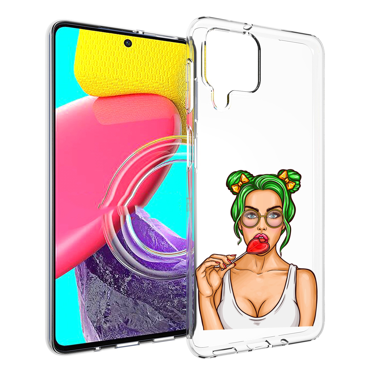 

Чехол MyPads девушка-с-чупачупсом-в-виде-сердца женский для Samsung Galaxy M53 (SM-M536), Прозрачный, Tocco