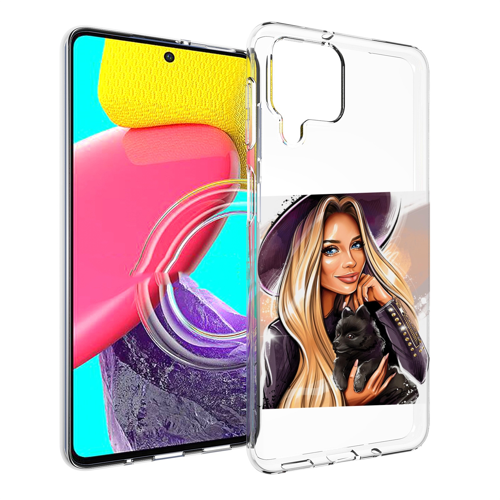 

Чехол MyPads девушка-с-черным-щенком женский для Samsung Galaxy M53 (SM-M536), Прозрачный, Tocco