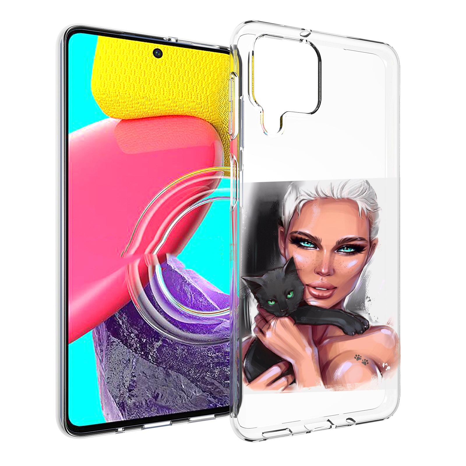

Чехол MyPads девушка-с-черным-котиком женский для Samsung Galaxy M53 (SM-M536), Прозрачный, Tocco
