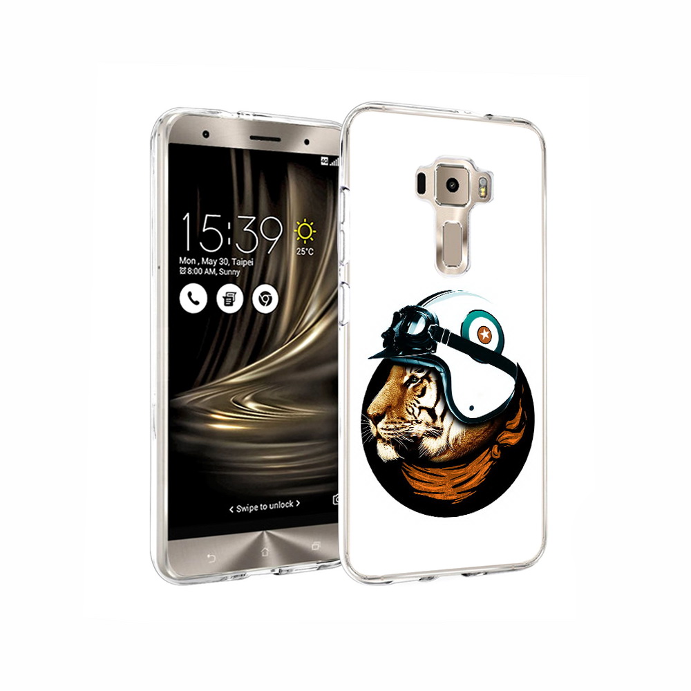 

Чехол MyPads Tocco для Asus ZenFone 3 Тигр в шлеме, Прозрачный, Tocco