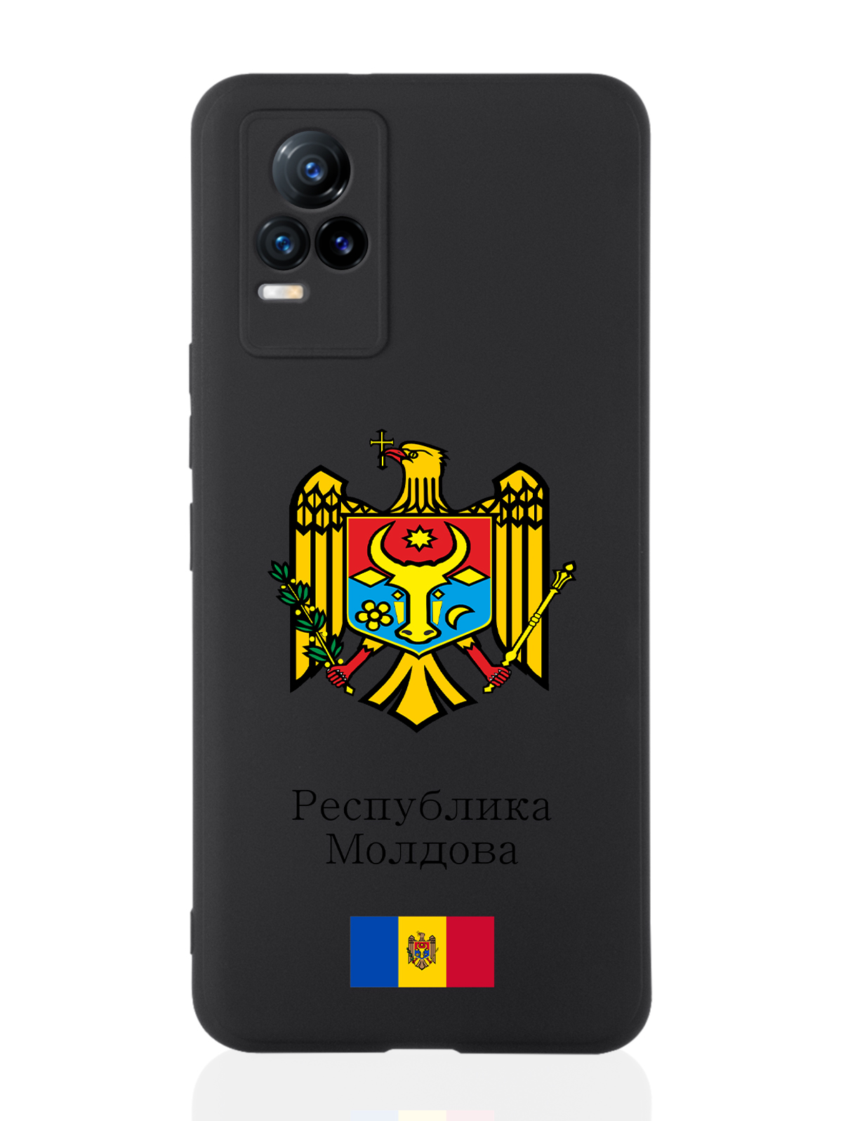 

Чехол для Vivo V21e Герб Республики Молдова/ Герб Молдавии черный, Разноцветный