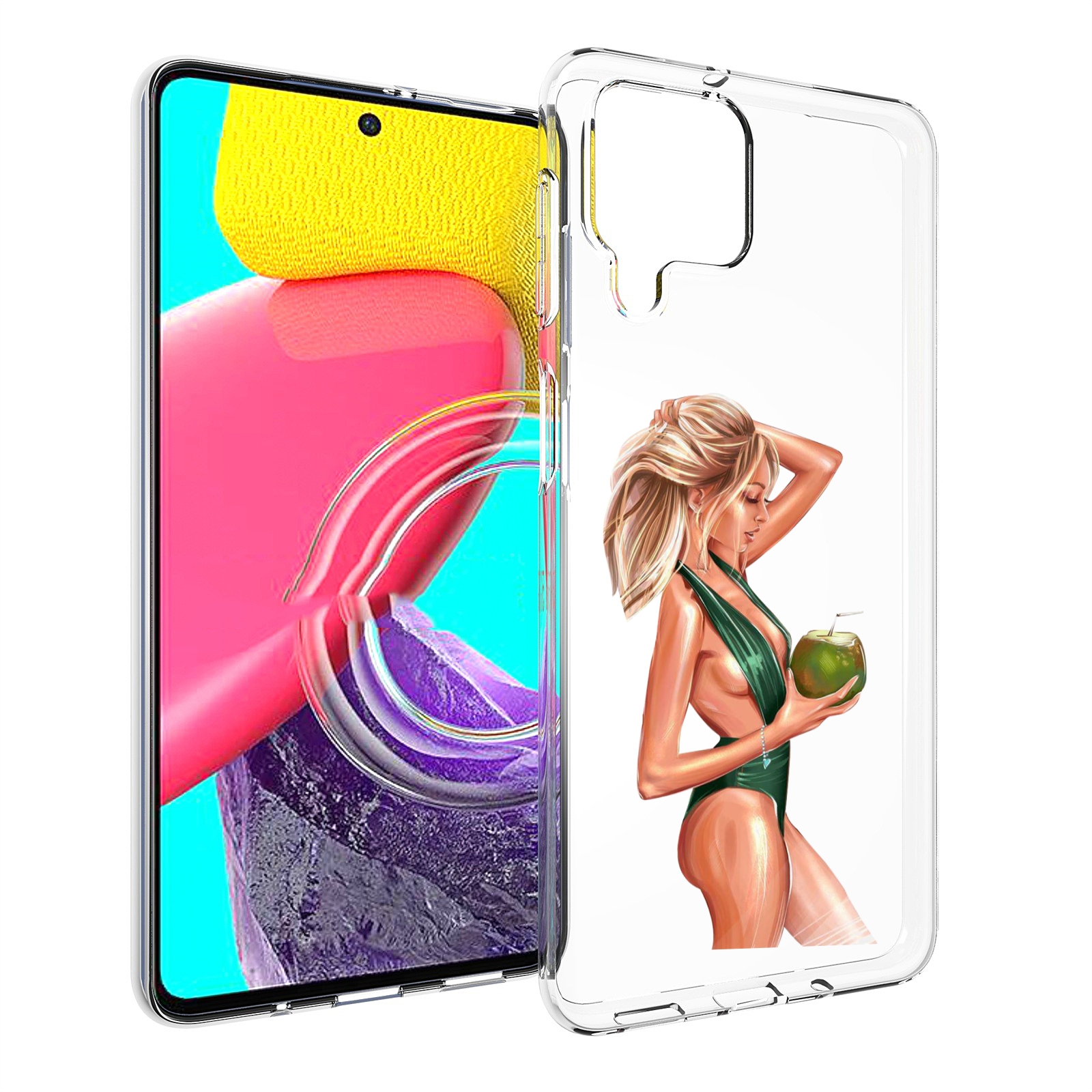 Чехол MyPads девушка-с-кокосом-в-зеленом-купальнике женский для Samsung Galaxy M53