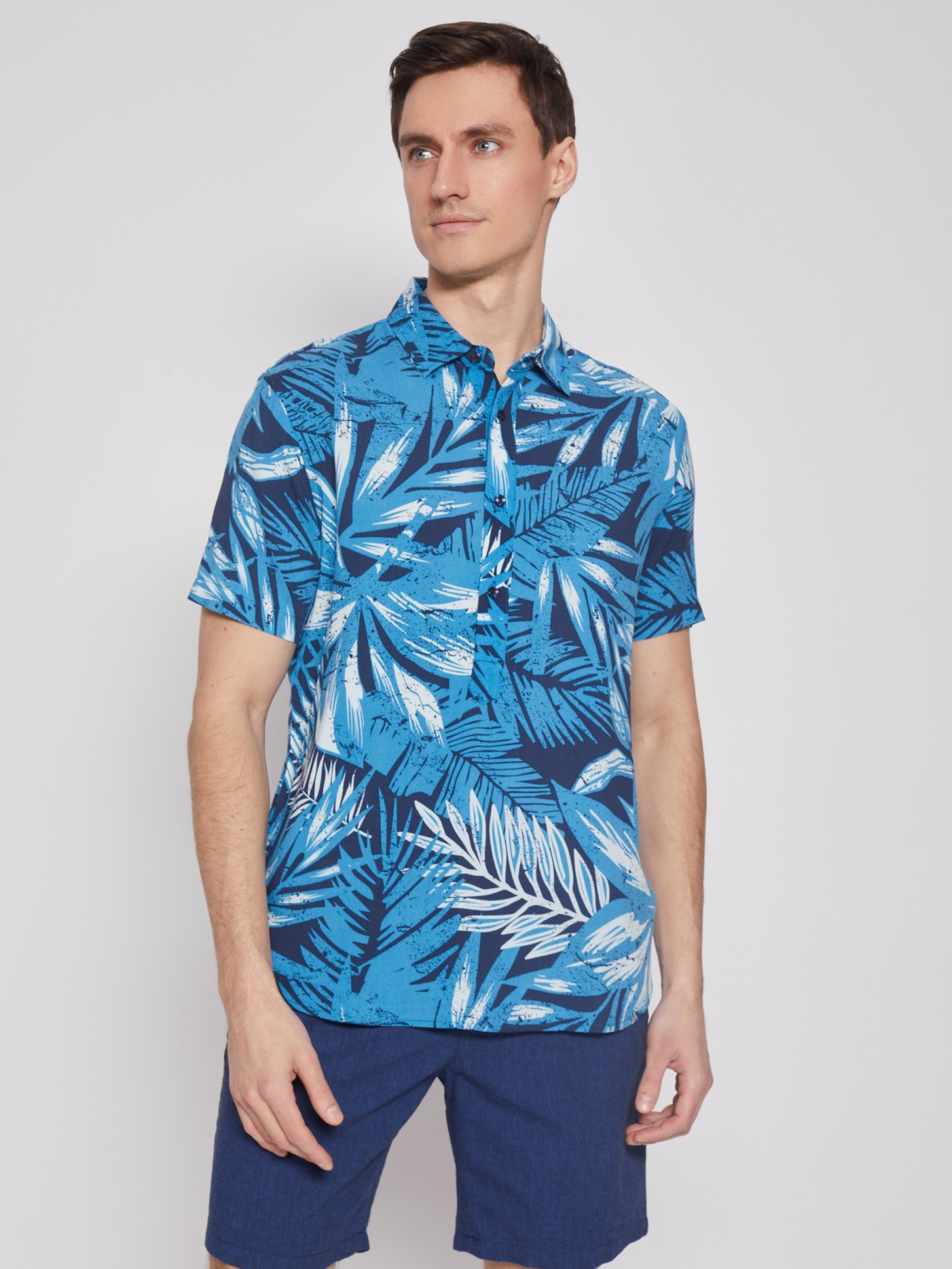 

Рубашка мужская Zolla 012252262101 синяя 2XL, 012252262101