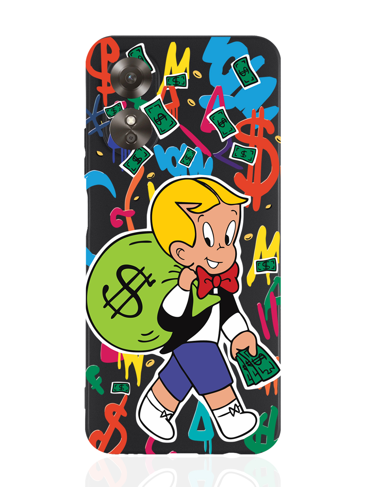 

Чехол MustHaveCase для Oppo A17 Monopoly Richie Rich/Монополи Богатенький Риччи черный, Разноцветный