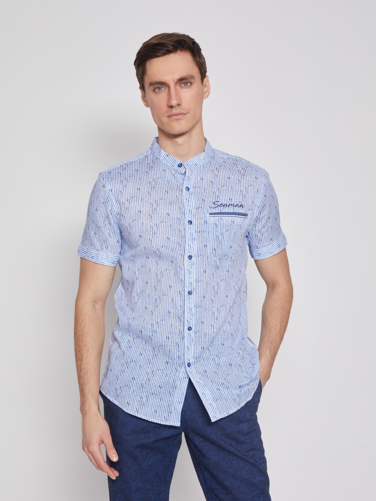 

Рубашка мужская Zolla 012252262053 синяя 3XL, 012252262053