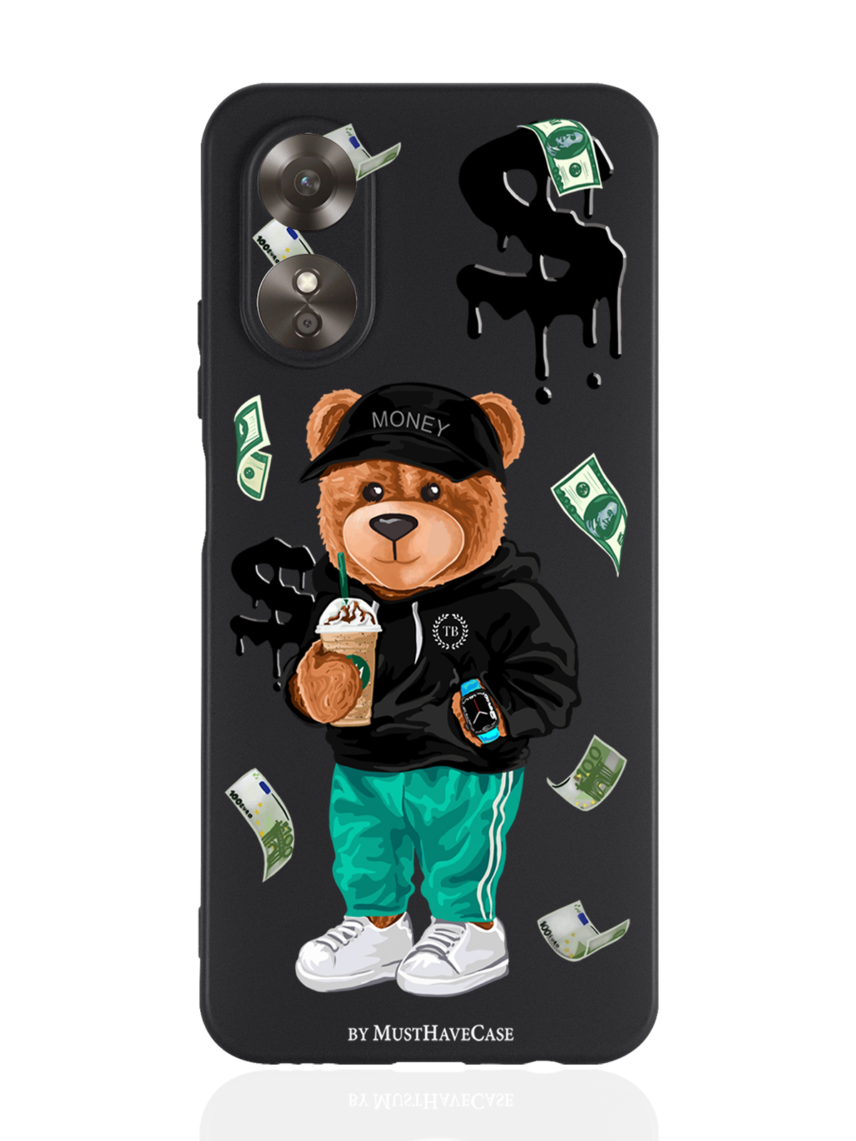 

Чехол MustHaveCase для Oppo A17 Tony Bear/ Мишка Тони черный, Черный;зеленый;коричневый