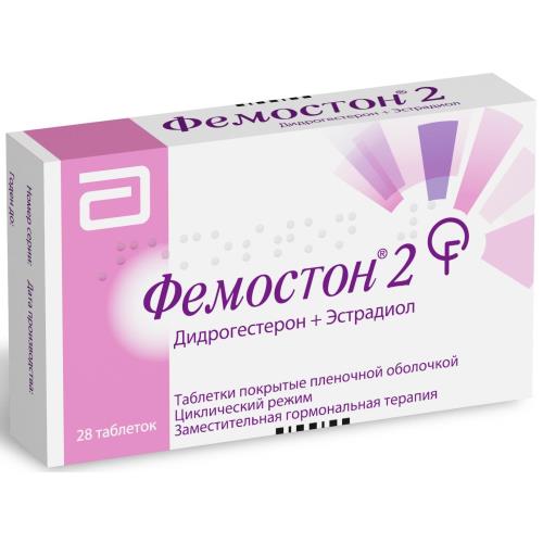 

Фемостон 2 таблетки п.п.о. набор 10мг + 2мг и 2мг №28