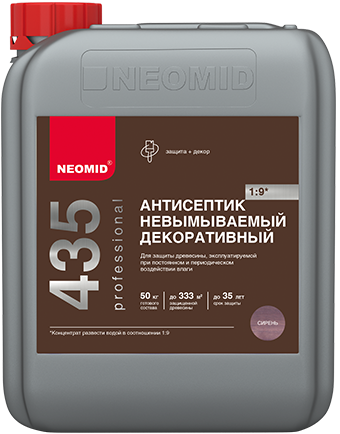 

Антисептик Невымываемый Neomid 435 1л Концентрат (1:9) Орех для Внутренних и Наружных Рабо