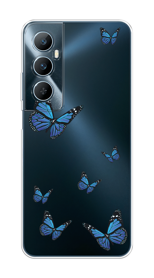

Чехол на Realme C65 "Blue butterflies", Синий;черный, 2516750-1