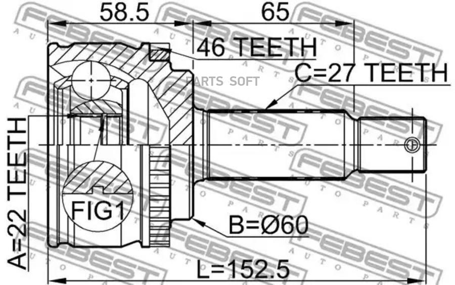 

Шрус наружный 22x60x27 FEBEST 2210-CDA46