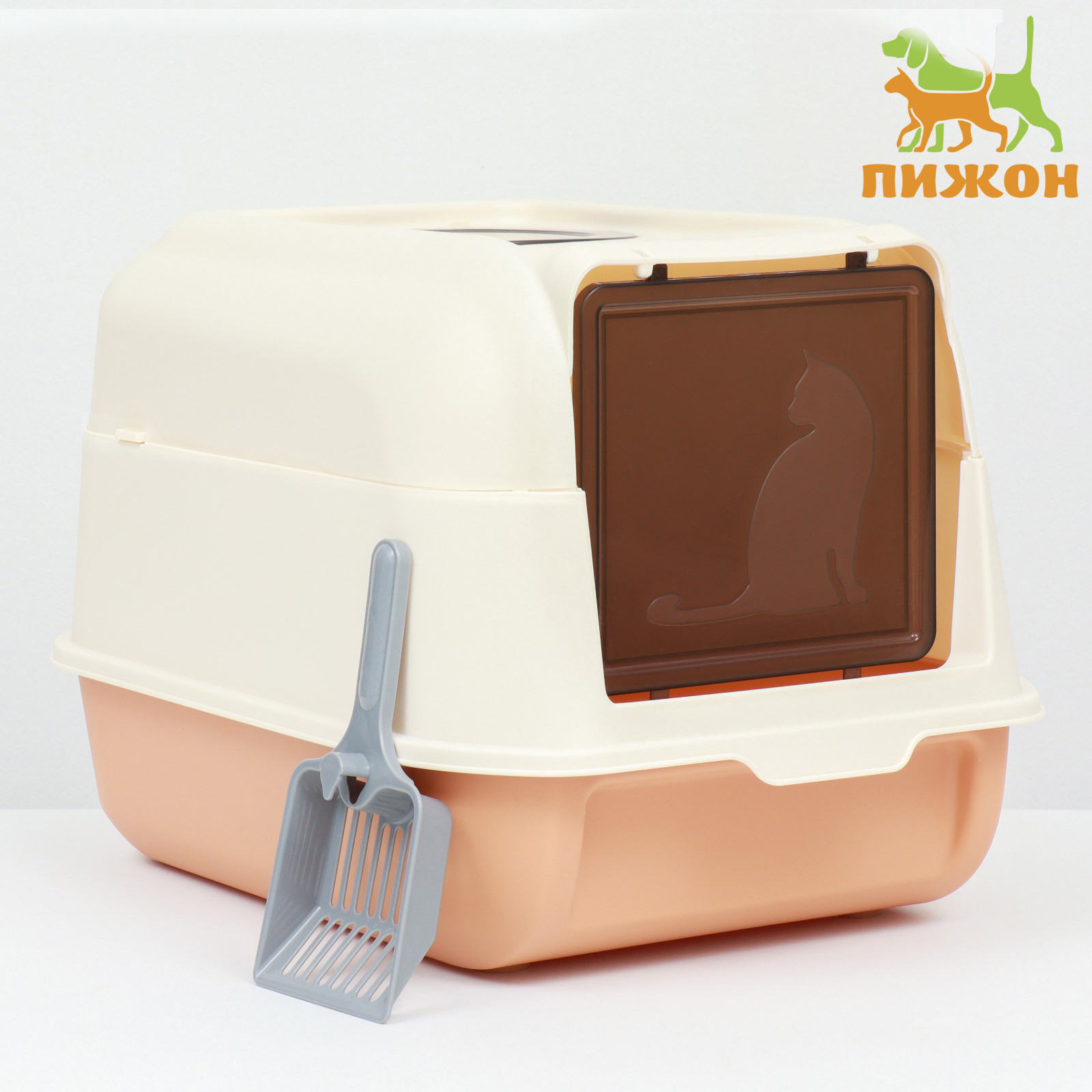 

Туалет для кошек Пижон, с откидным верхом, оранжевый, пластик, 36 х 51 х 34 см