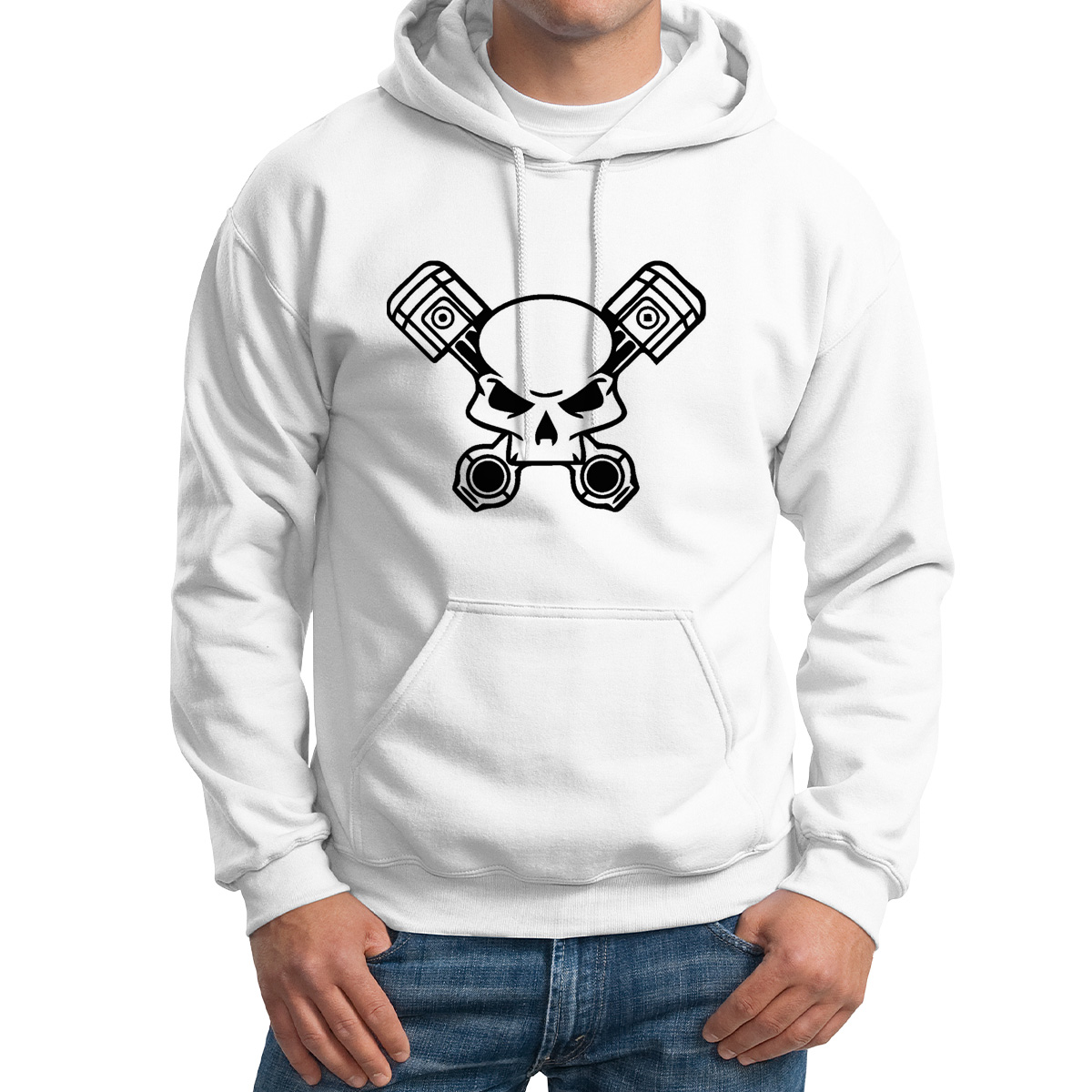 

Худи унисекс CoolPodarok череп белое 48 RU, M0113137