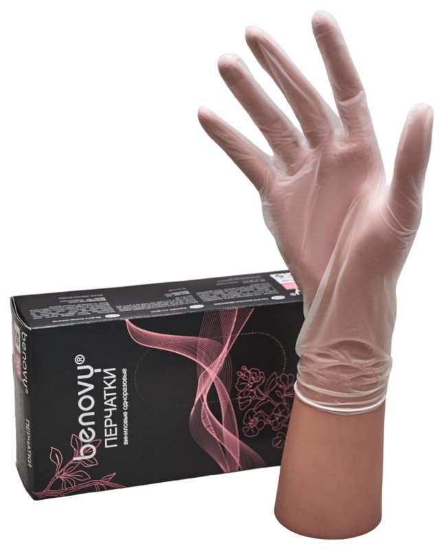 Перчатки медицинские диагностические винилвые Benovy Gloves Disposable Vinyl р. M 200