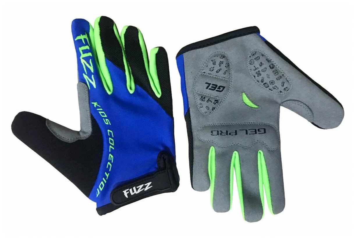 Перчатки детские FUZZ 08-202134 PRO RACE сине-зеленые неон, р-р 10/XL
