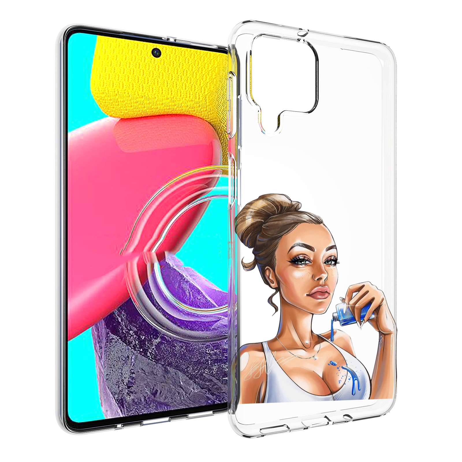 

Чехол MyPads девушка-пролила-краску женский для Samsung Galaxy M53 (SM-M536), Прозрачный, Tocco