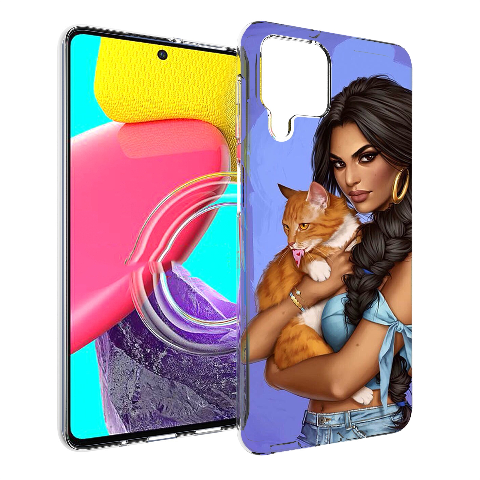 Чехол MyPads девушка-красивая-с-синим-фоном женский для Samsung Galaxy M53 (SM-M536)