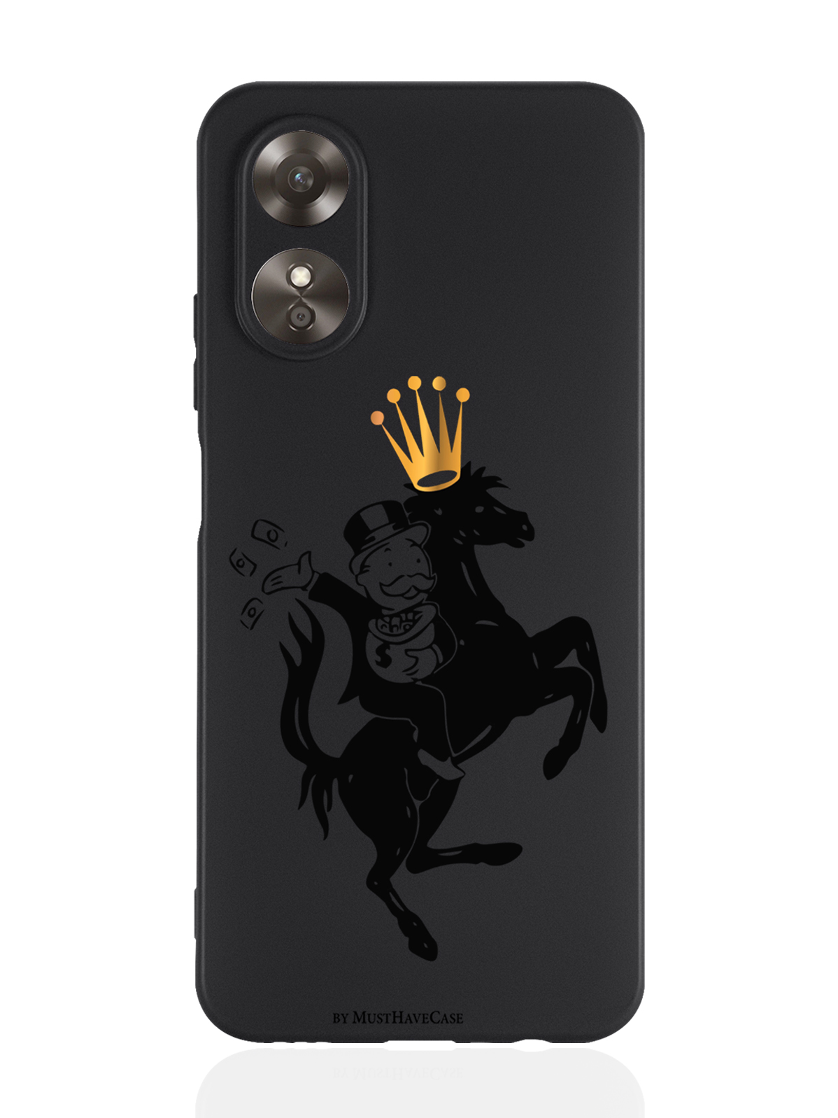 

Чехол MustHaveCase для Oppo A17 Monopoly на коне черный, Черный;золотистый