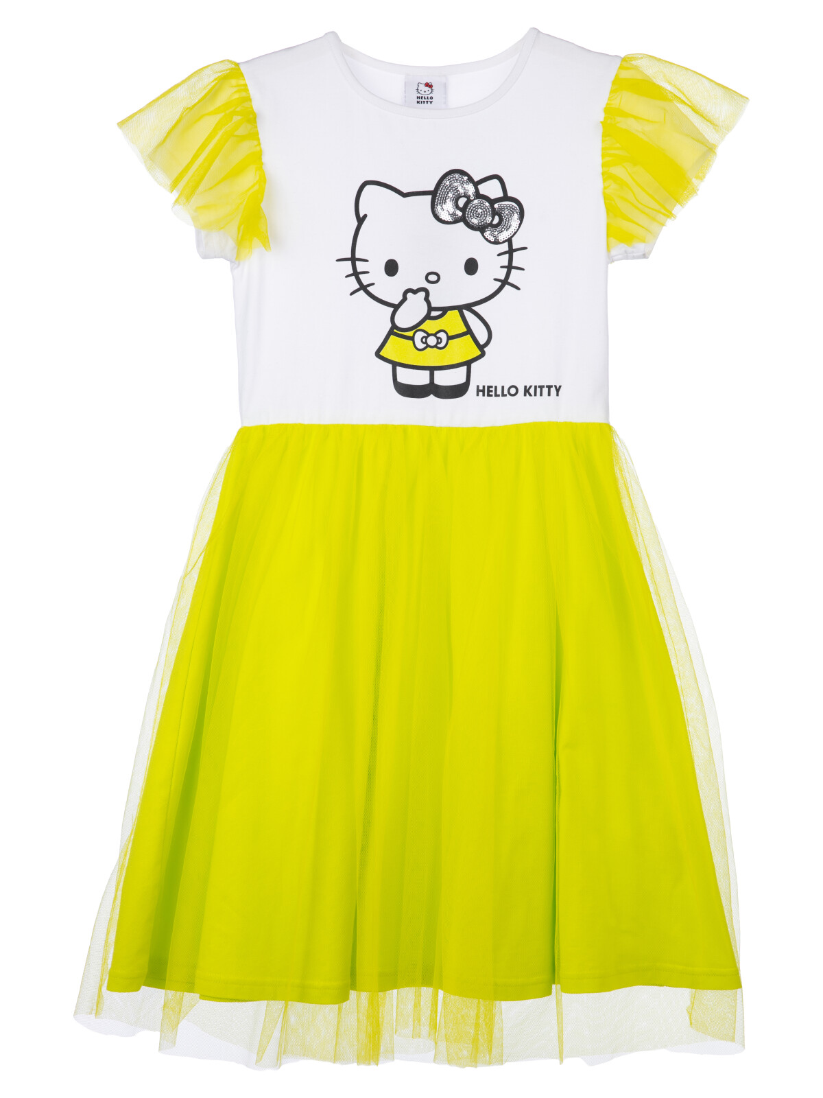 Платье детское PlayToday 12441081, белый,светло-зеленый, 152