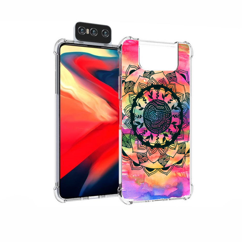 

Чехол MyPads Tocco для Asus Zenfone 7 (ZS670KS) яркая абстракция круглый цветок, Прозрачный, Tocco