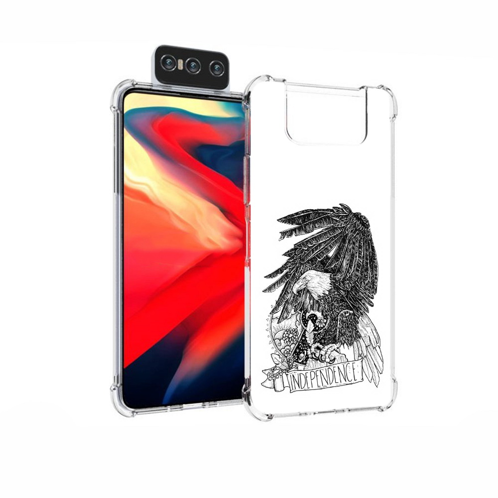 

Чехол MyPads Tocco для Asus Zenfone 7 (ZS670KS) черно белый сокол, Прозрачный, Tocco