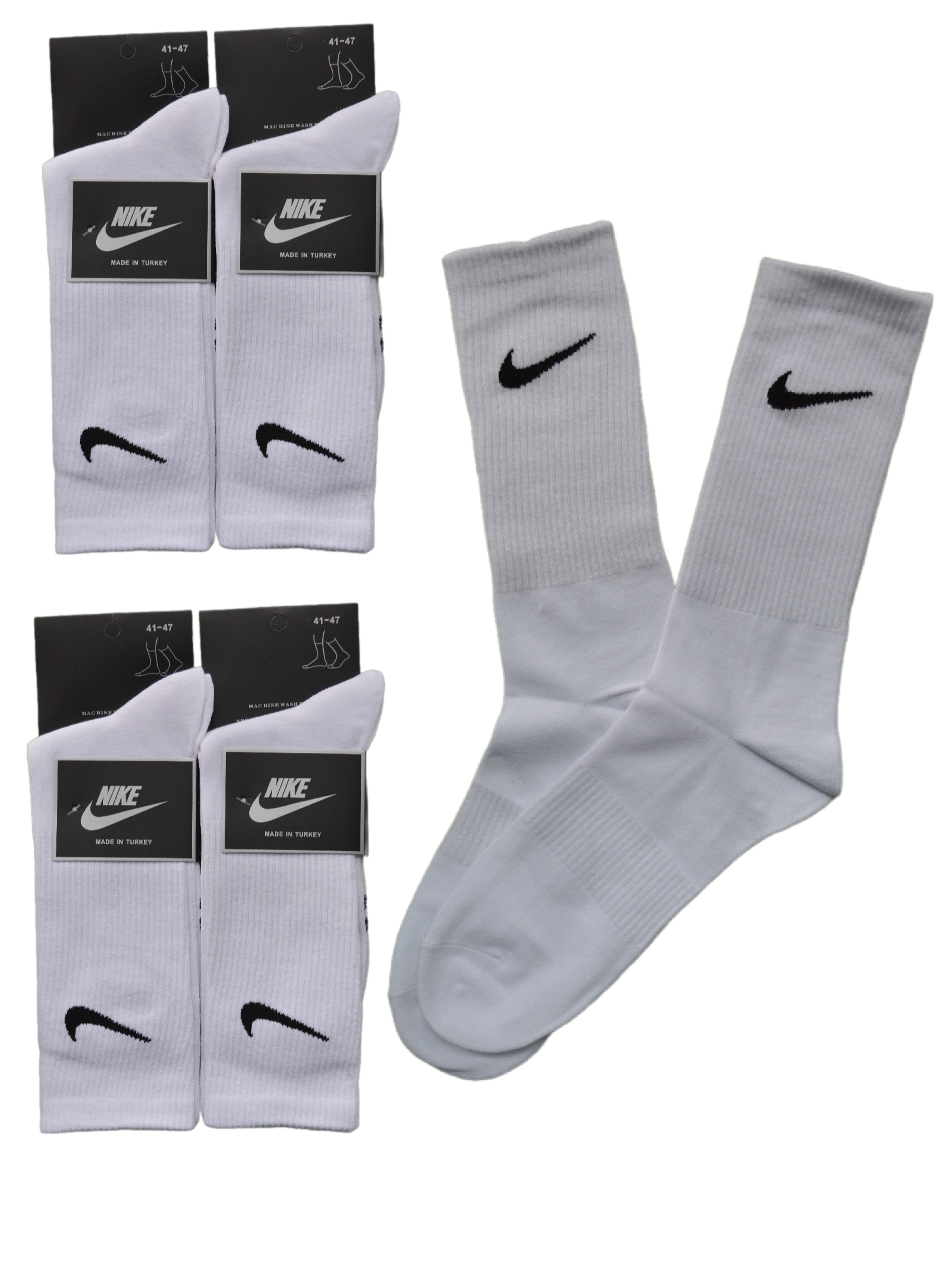 Комплект носков унисекс Nike NI-ND-25-5 белых 41-47, 5 пар