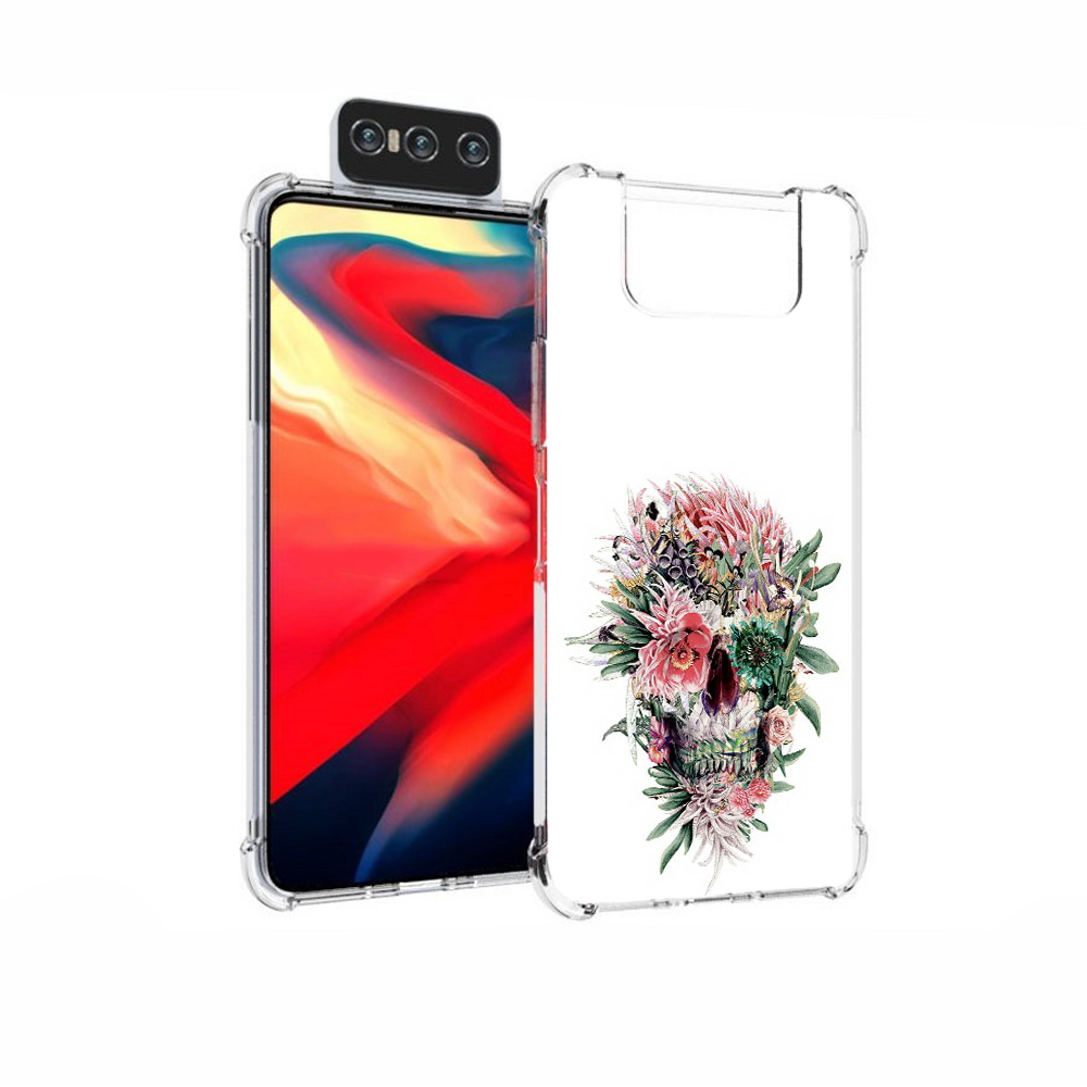 Чехол MyPads Tocco для Asus Zenfone 7 (ZS670KS) череп из цветов
