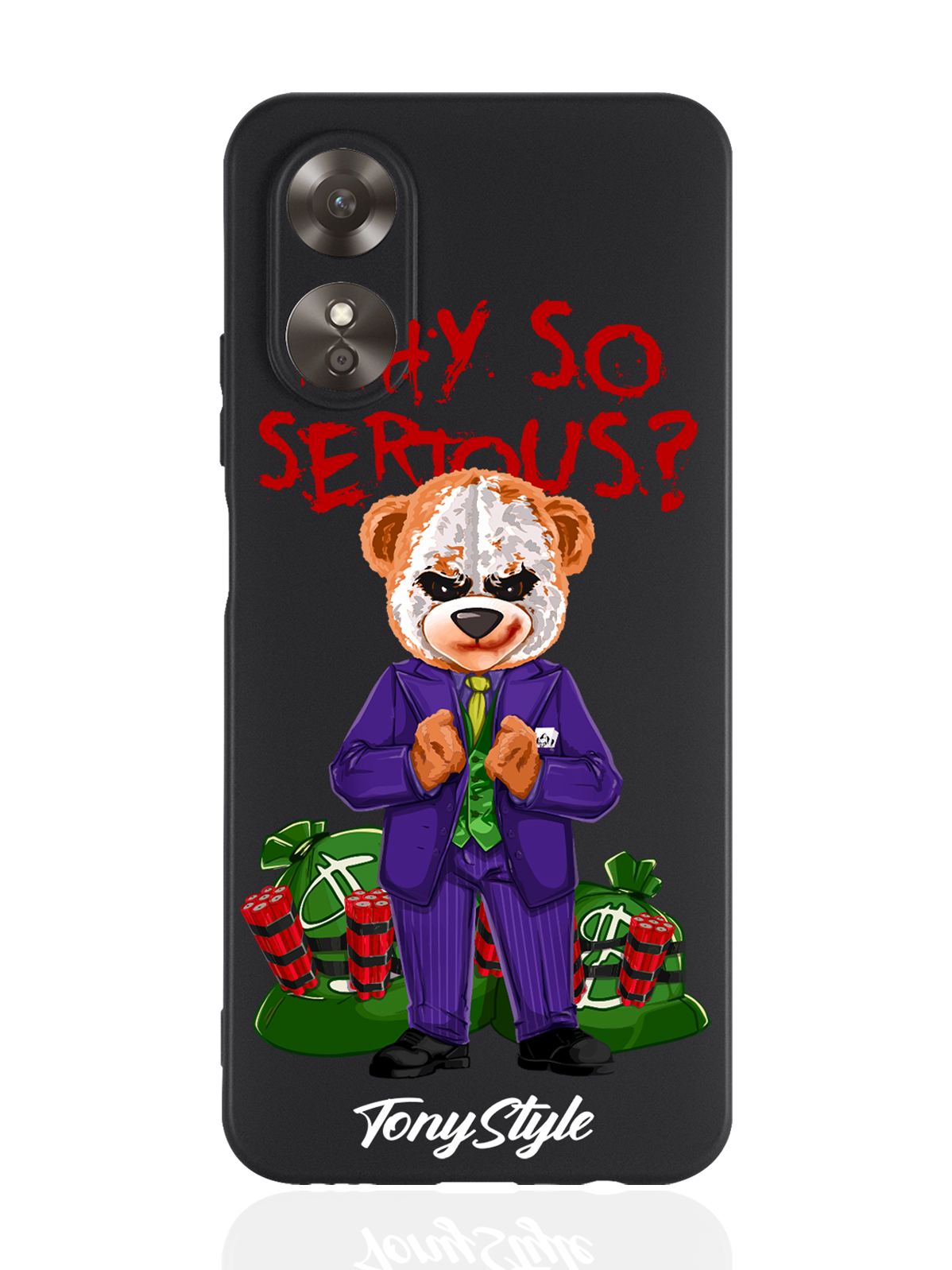 

Чехол Tony Style для Oppo A17 Tony Style Why so serious черный, Разноцветный