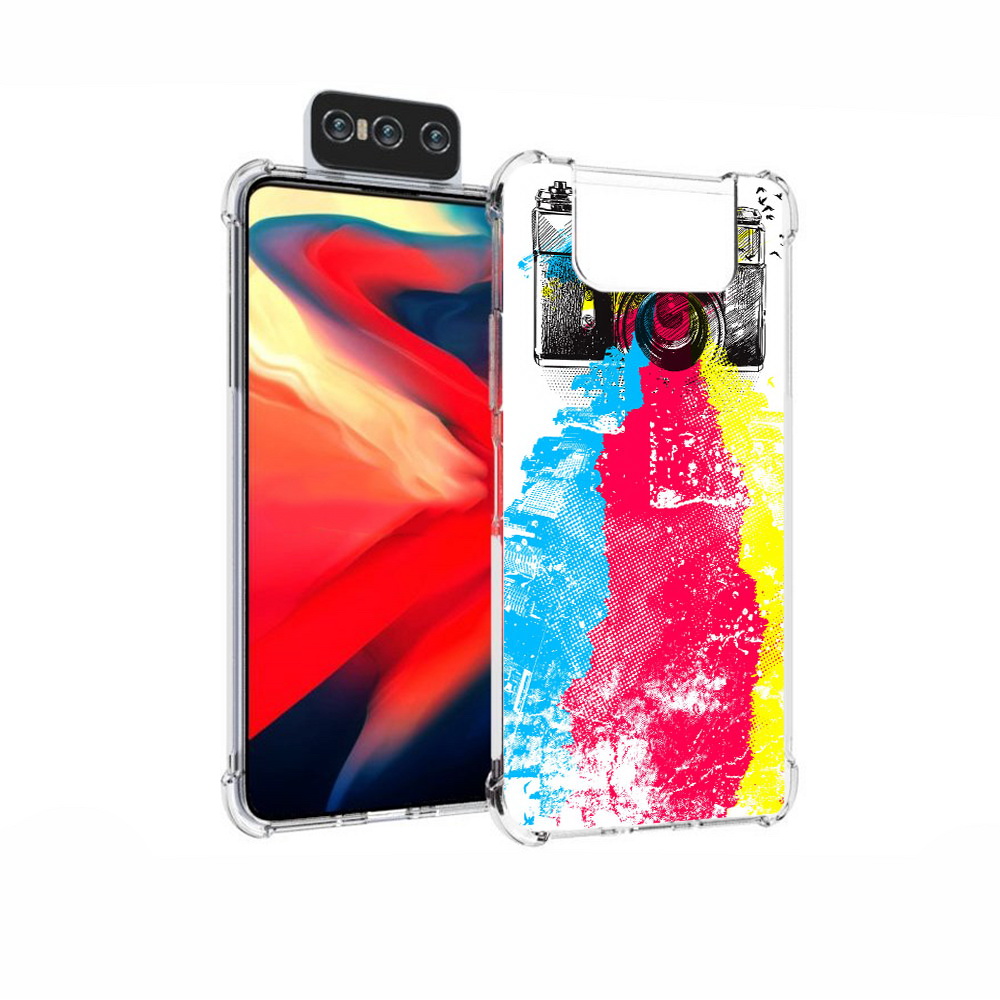 

Чехол MyPads Tocco для Asus Zenfone 7 (ZS670KS) цветной фотоаппарат, Прозрачный, Tocco