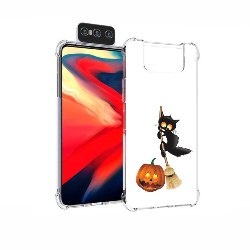 

Чехол MyPads Tocco для Asus Zenfone 7 (ZS670KS) хэлуинский котик, Прозрачный, Tocco