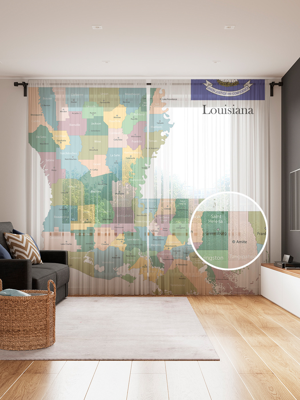 

Фототюль JoyArty "Графические совки", 145x265см (2 полотна со шторной лентой + 50 крючков), Графические совки