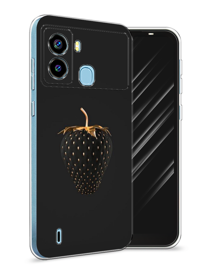 

Чехол Awog на Tecno Pop 6 "Черно-золотая клубника", Разноцветный, 302050-10