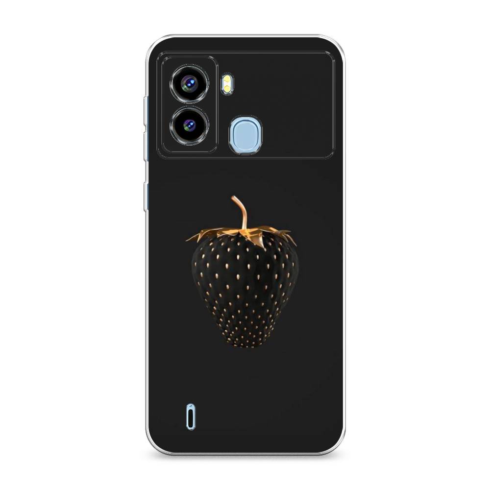 фото Силиконовый чехол "черно-золотая клубника" на tecno pop 6 awog