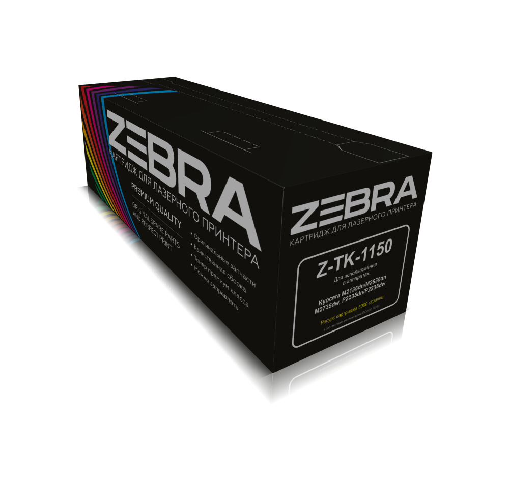 

Тонер-картридж ZEBRA Z-TK-1150 для Kyocera M2135dn/M2635dn/M2735dw, P2235dn/P2235dw, 3К со, Черный, TK-1150