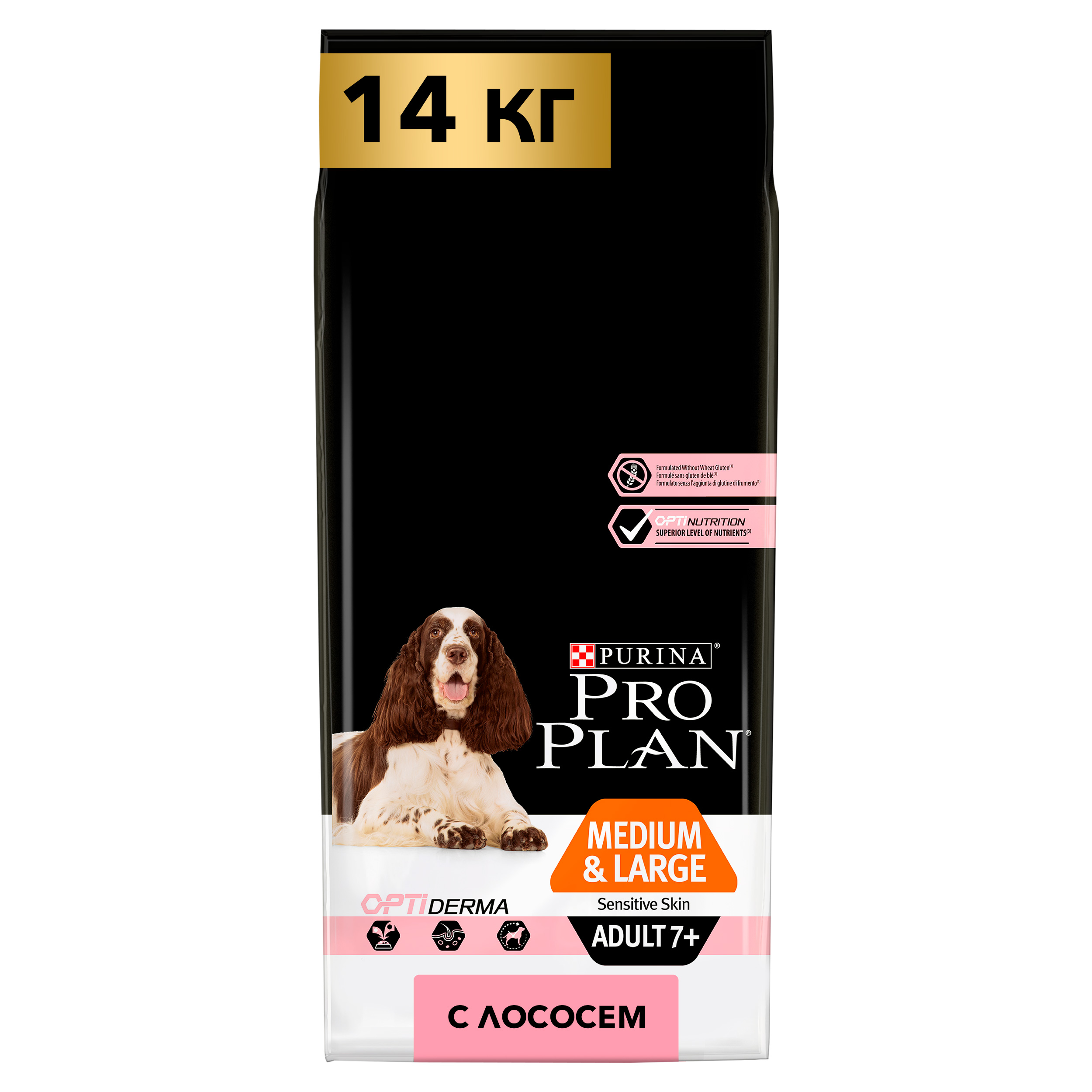 фото Сухой корм для собак pro plan optiderma medium & large adult 7+, для пожилых, лосось, 14кг