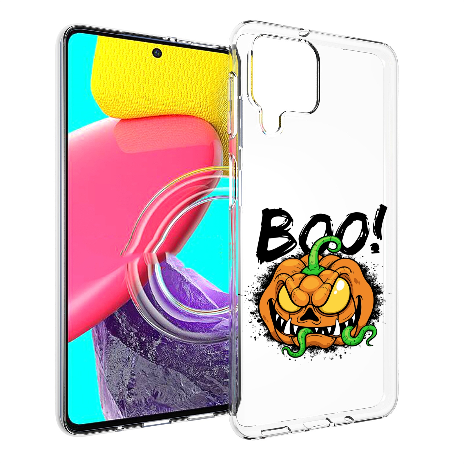 

Чехол MyPads Хэллоуин бу для Samsung Galaxy M53 (SM-M536), Прозрачный, Tocco