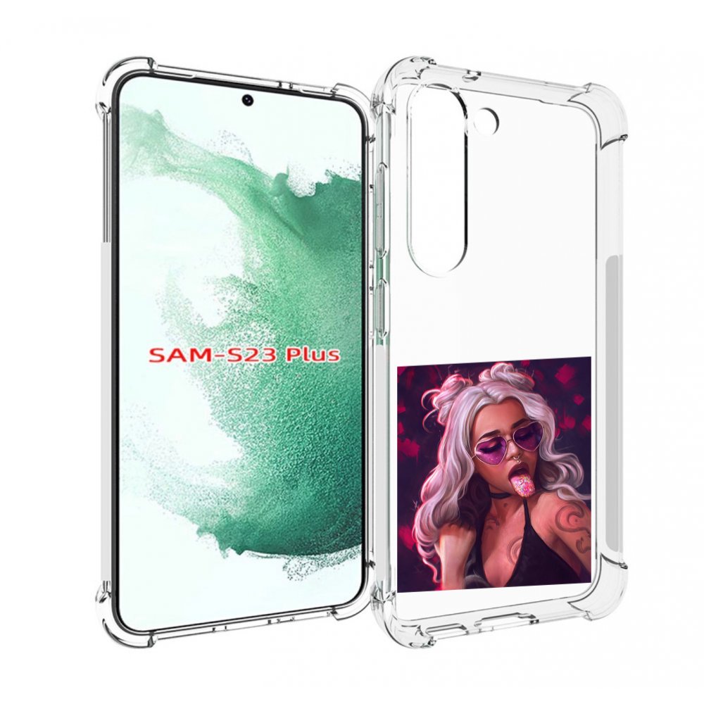 

Чехол MyPads блестящий-язык женский для Samsung Galaxy S23 Plus +, Прозрачный, Tocco