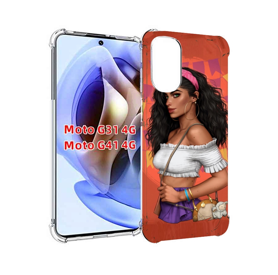 Чехол MyPads девушка-с-сумкой-мулатка женский для Motorola Moto G31 4G / G41 4G