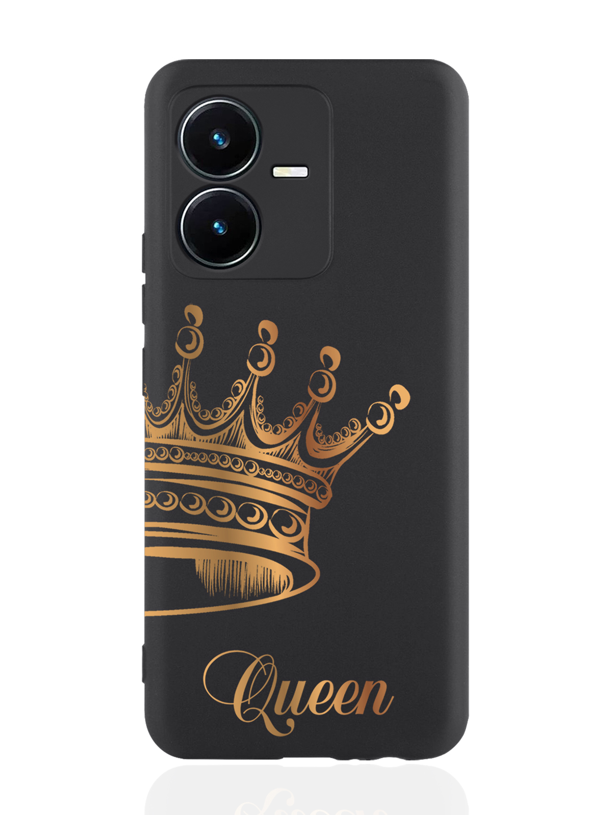 

Чехол MustHaveCase для Vivo Y22 Парный чехол корона Queen черный, Черный;золотистый