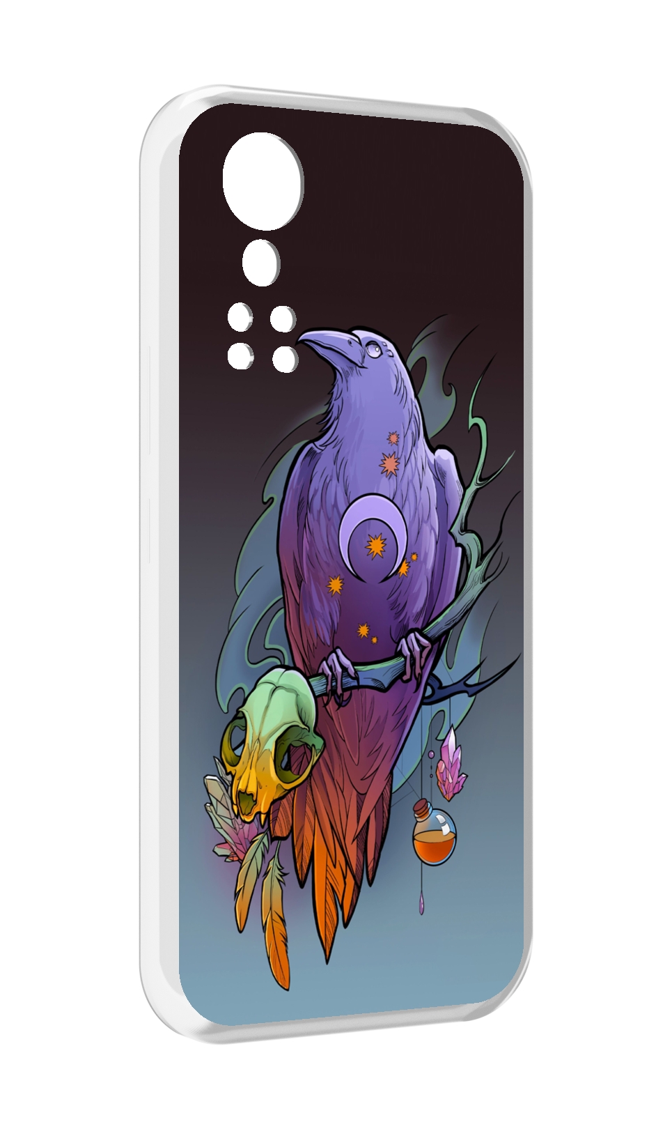 

Чехол MyPads фиолетовый ворон на ветке для ZTE Axon 30 5G / Axon 30S, Прозрачный, Tocco