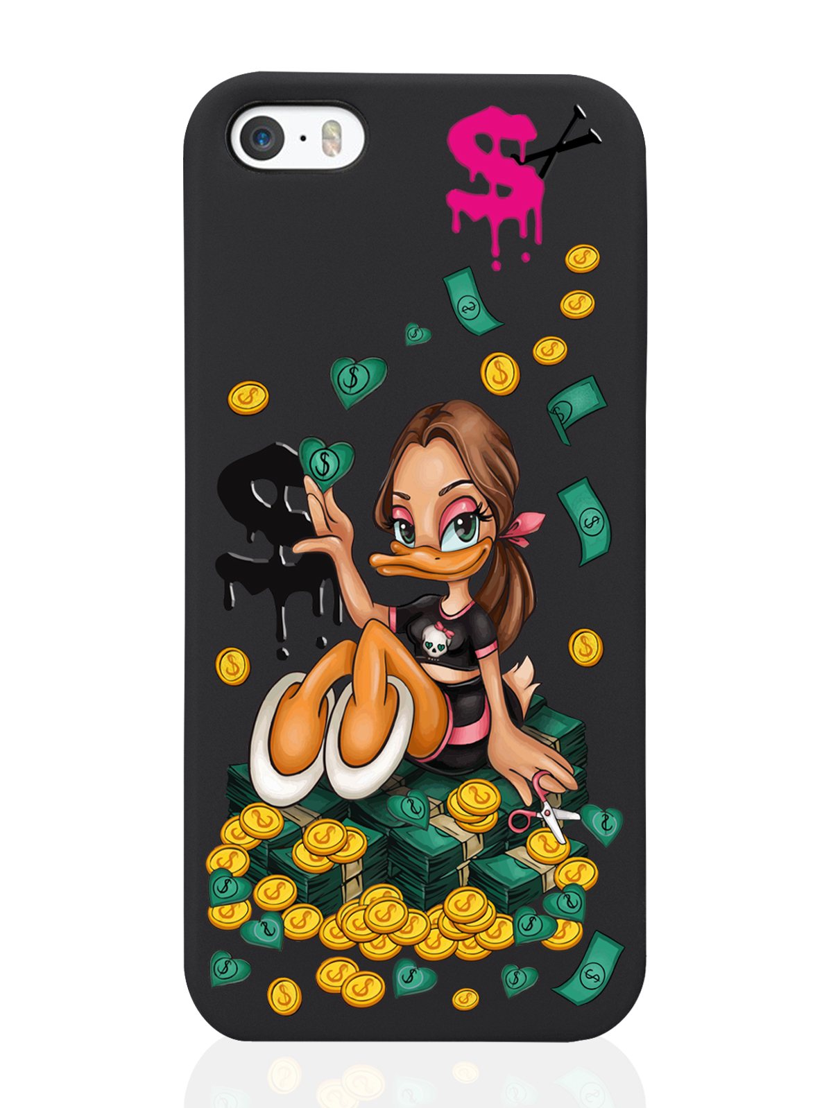 

Чехол MustHaveCase для iPhone 5/5s Уточка Девочка черный, Черный;желтый;зеленый