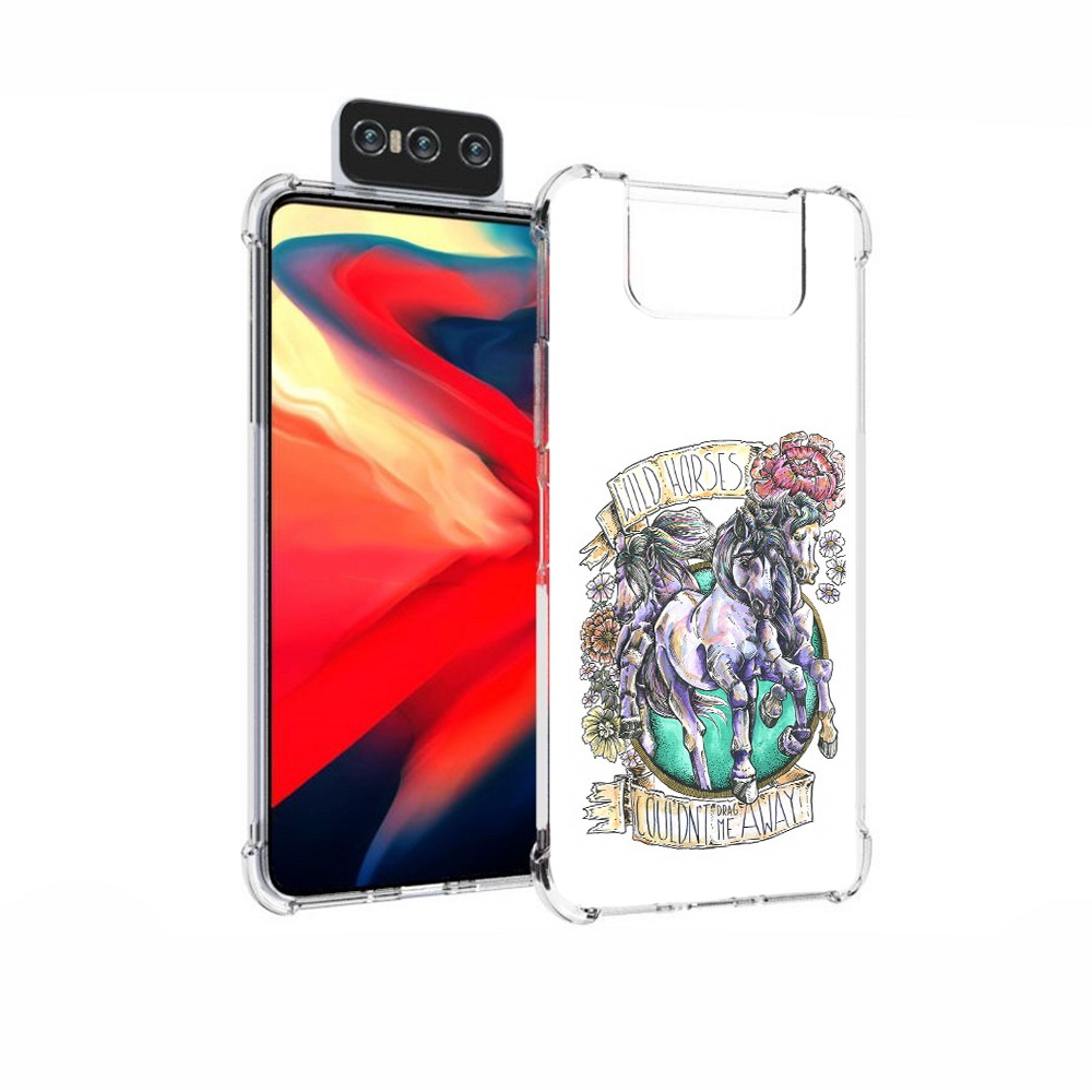 

Чехол MyPads Tocco для Asus Zenfone 7 (ZS670KS) рисунок коней в цветах, Прозрачный, Tocco