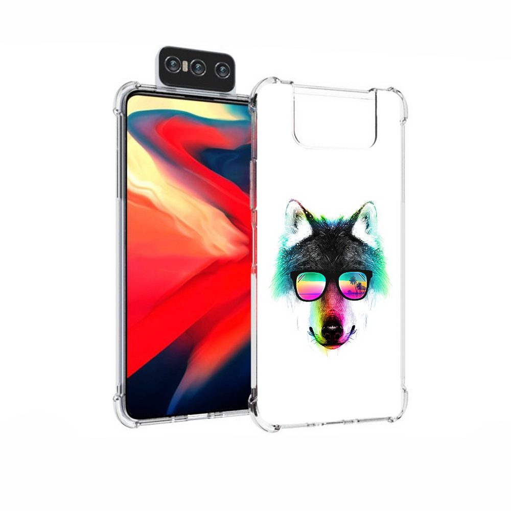 

Чехол MyPads Tocco для Asus Zenfone 7 (ZS670KS) радужный волк, Прозрачный, Tocco